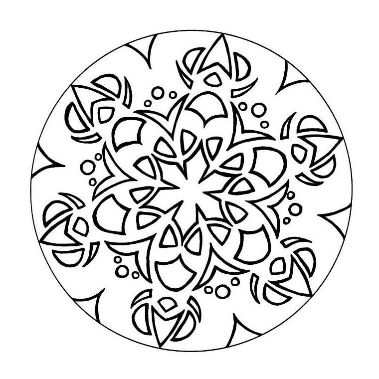 Magnifique mandala de forme géométrique orné d'une fleur au milieu. Très facile à colorier.